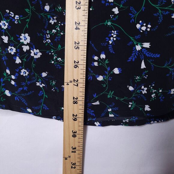 Karl Lagerfeld Blouse Large Floral Navy Balloon Sleeve - Picture 6 of 11